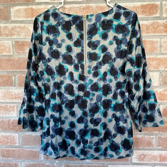 Boden Eliza Silk Blend Watercolor Print Blouse Blue Size 6 - Picture 7 of 9